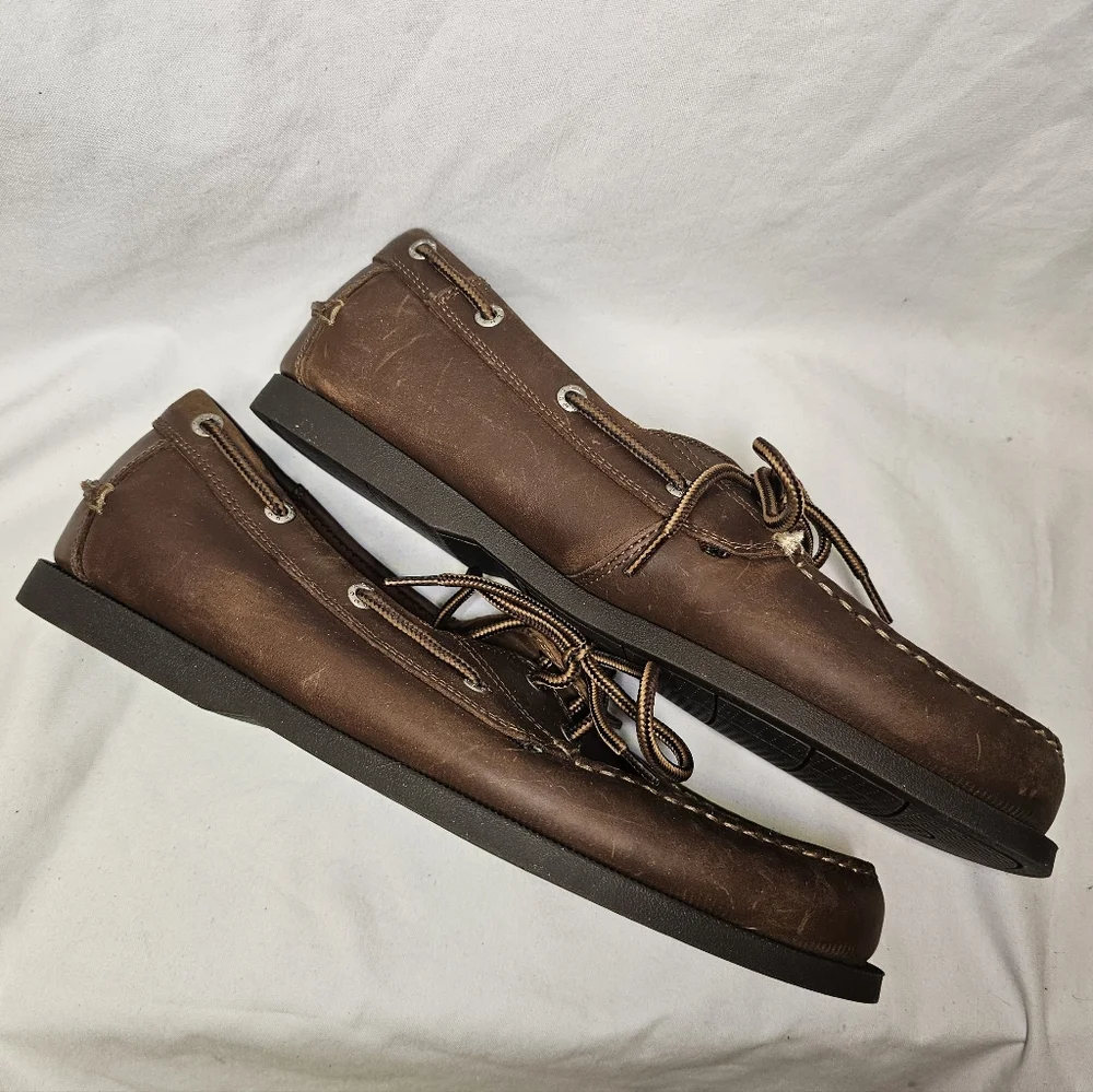 Dockers Classic Leather Boat Shoes Size 10.5 Brown Preppy Quiet Luxury Old Money